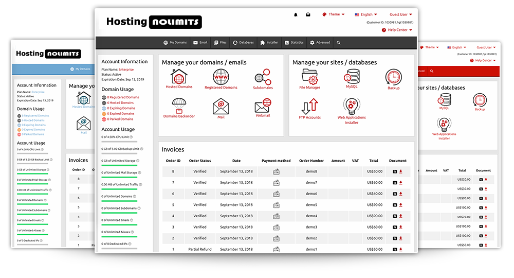 NOLIMITS Control Panel Interface